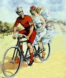 Bicycle Poster - Couple riding a tandem