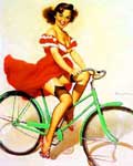 Vintage Pin Up Girl on a Bicycle