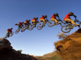 Mountain Biker Catches Air at Rampage Site near Virgin, Utah, USA