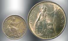 penny and farthing coins