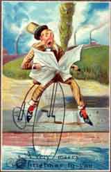 penny farthing comic christmas card