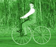 riding a michaux boneshaker-velocipede